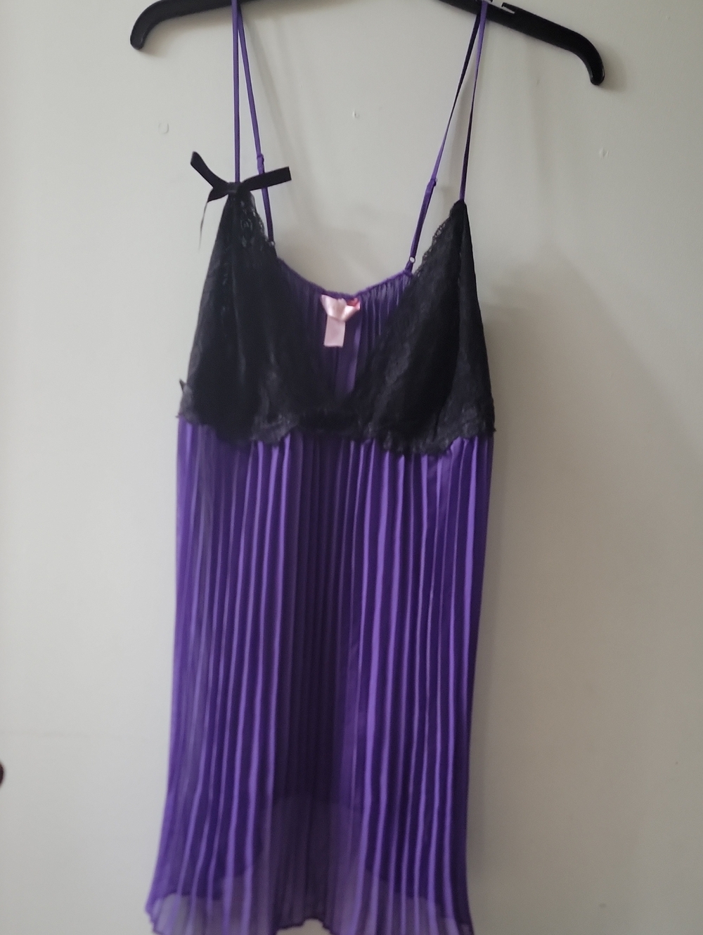 Cacique Purple Chemise with Black Lace Trim